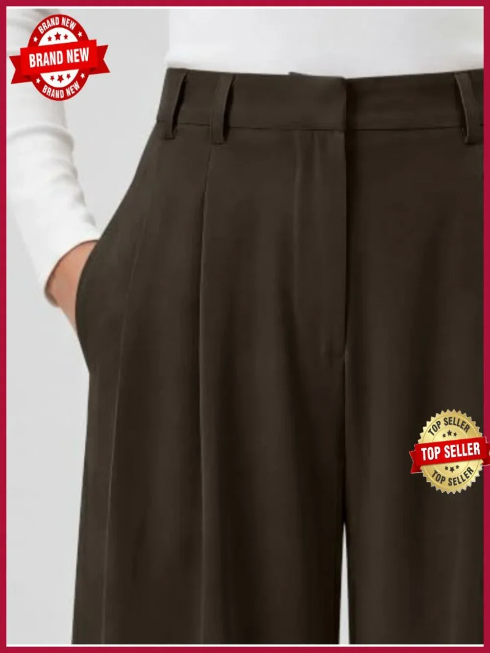 Women's High Waisted Wide Leg Pants Pleated Loose Palazzo Slacks Work Office